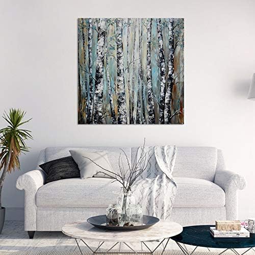 Yihui Arts Fashion Canvas Wall Art Modern Birch Tree Artwork Painting Abstract Forest Pictures for Living Room Bedroom Home Decor
