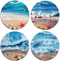 Waves and Shells Round Coaster Set - Made of Recycled Rubber - Set of 4
