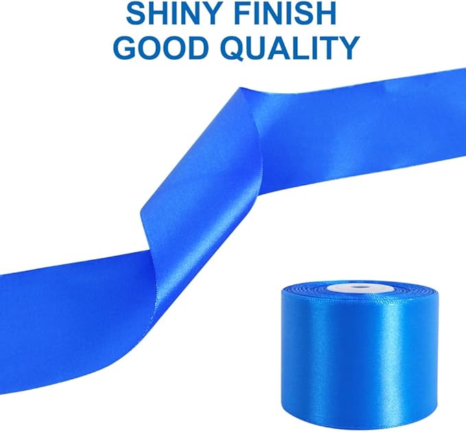 TONIFUL 2 Inch x 25 Yards Wide Blue Satin Ribbon Solid Fabric Ribbon for Gift Wrapping Crafts Chair Sash Eternal Flower Invitation Cards Hair Bows Sewing Party Wedding Decoration