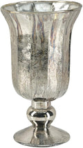 Serene Spaces Living Antique Platinum Flower Vase, Mercury Glass Urn for Centerpieces, Weddings & Event Decor – Vintage-Style Floral Vase, 5" Diameter and 8.5" Tall