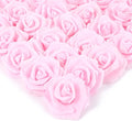 IPOPU Artificial Rose Flower Heads, 100pcs Real Looking Light Pink Foam Fake Roses for DIY Wedding Baby Shower Centerpieces Arrangements Party Tables Home Decorations (Light Pink, Stemless)