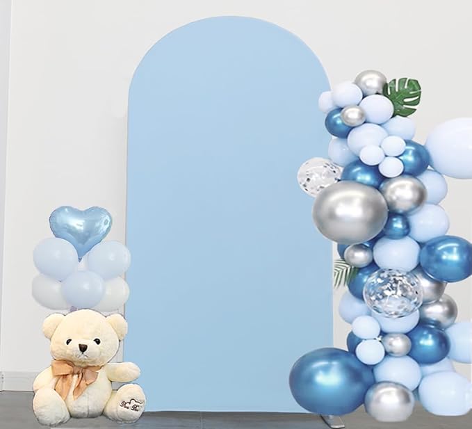 7.2 FT Arch Backdrop Cover, JFDYDM Baby Blue Wedding Arch Cover 7.2 FT, Baby Blue Chiara Backdrop Cover for Party Baby Shower Proposal Birthday