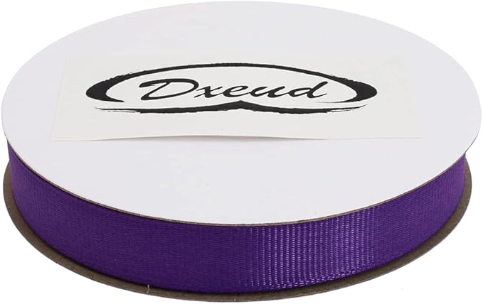 Solid Grosgrain Ribbon 25 Yard Each Roll 100% Polyester Woven Edge (5/8", Purple)
