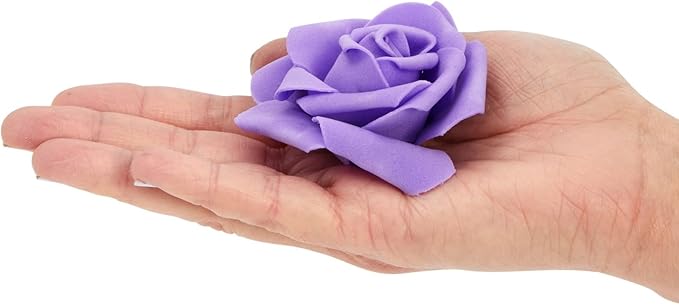 Juvale Stemless Artificial Roses - Durable Plastic Roses for Wedding Decor - for Centerpiece Table Decorations - Realistic Artificial Flowers for Maintenance-Free Use - Purple, Pack of 100