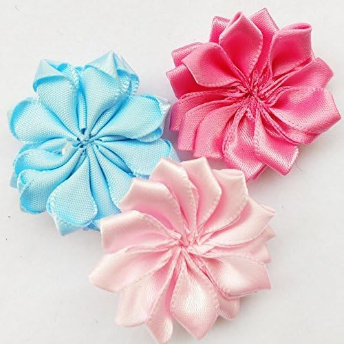 Chenkou Craft 28pcs (1 1/2") 40mm Mix Ribbon Flowers Bows Crafts Sewing Appliques Wedding Decor (Flower(A0214))