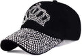 Gudessly Bling Women Baseball Cap Flower Snapback Rhinestone Sun Hats Adjustable Denim Jeans Hat