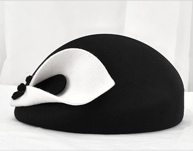 ORIDOOR Women Vintage 100% Wool Felt Flowers Bucket Cloche Bowler Hat Church Wedding Beret Hat