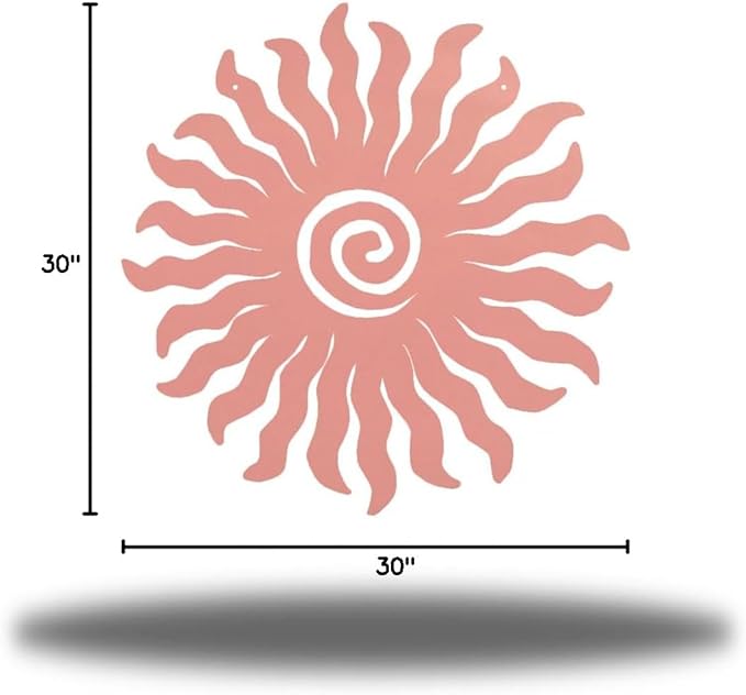 Riverside Designs Sunburst Metal Wall Art Steel Outdoor Decor - Heavy-Duty and Waterproof - Made in USA (30", Pink)