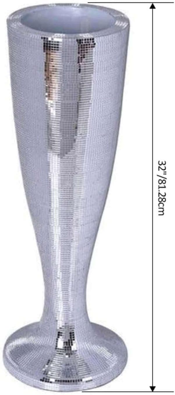 Efavormart 3FT Silver Polystone Mirror Mosaic Trumpet Floor Vase for Wedding Aisle/Party Centerpiece/Home Decoration