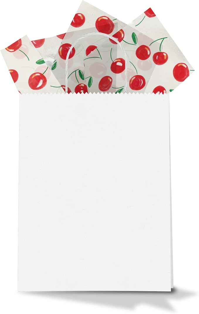 Pro Supply Global - Bulk Elegant Spring Cherries Tissue Paper Wrapping Gift Bag Crafts DIY Project Party Decorations Packaging - Creative Uses for Wedding Birthday & Holiday Events - 24 Sheets 20"x30"