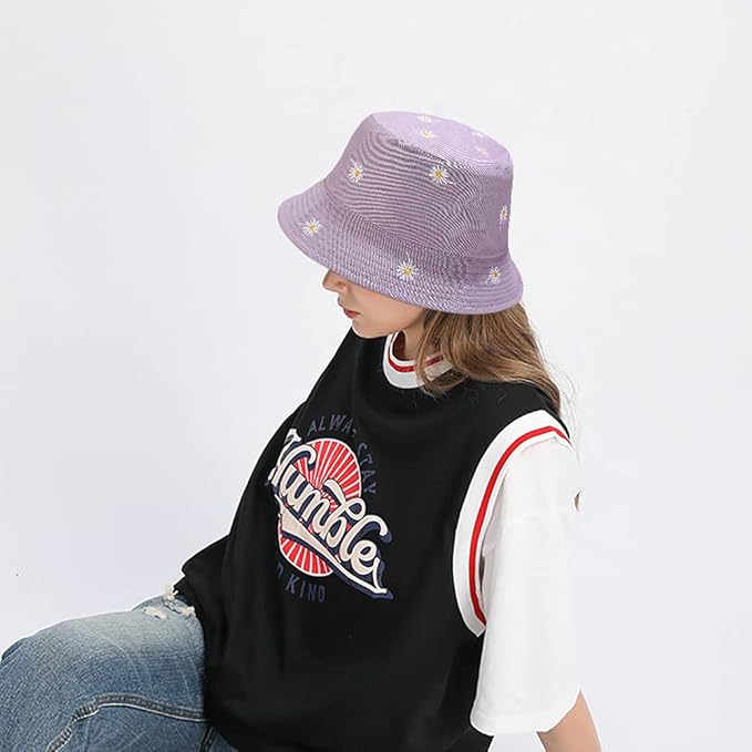 XYIYI Cute Bucket Hat Beach Fisherman Hats for Women, Reversible Double-Side-Wear