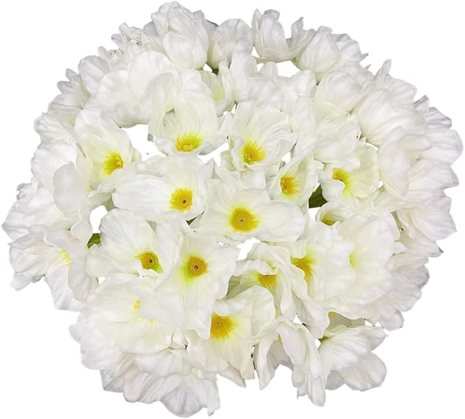 10 PCS High Quaulity Fresh Artificial Mini Real Touch PU/ latex Corn Poppies Decorative Silk fake artificial poppy flowers for Wedding holiday Bridal Bouquet Home Party Decor bridesmaid (White)