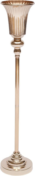 Trumpet Flower Stand, Versatile 10 Pcs Metal Wedding Vase with Counterweight Base Good Stability Light Compact and Easy Carry Electroplating Process Vintage Metal Trumpet Vase for Cafes Bars Hotels