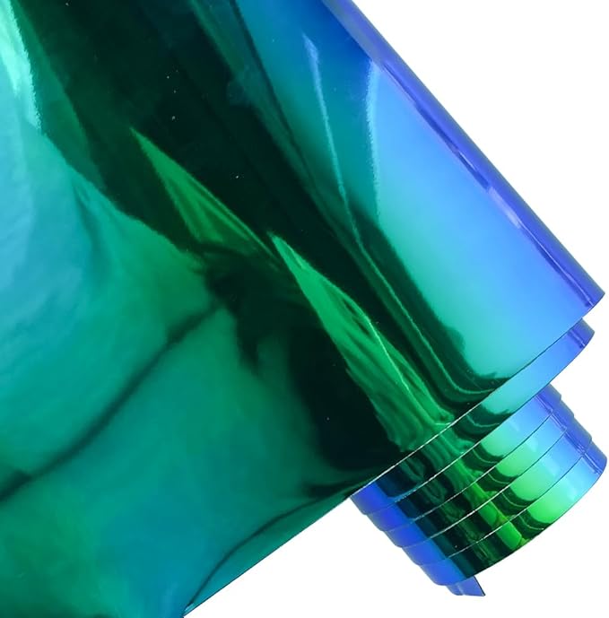 ONEART | 16 Gauge Holographic Iridescent Plastic Vinyl, 16"x54" Solid Vinyl Fabric-Opaque Green