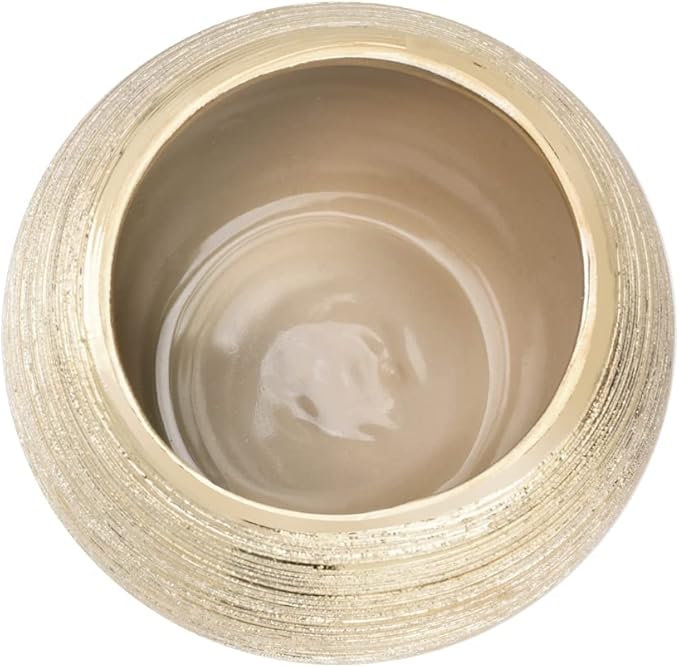 Gold Ceramic Flower Vase Home Decor Vase Centerpieces Vases Metallic Round Bowl Vases for Living Room,Bedroom,Kitchen,Countertop (Gold), Dia 7'' (21005-GD)