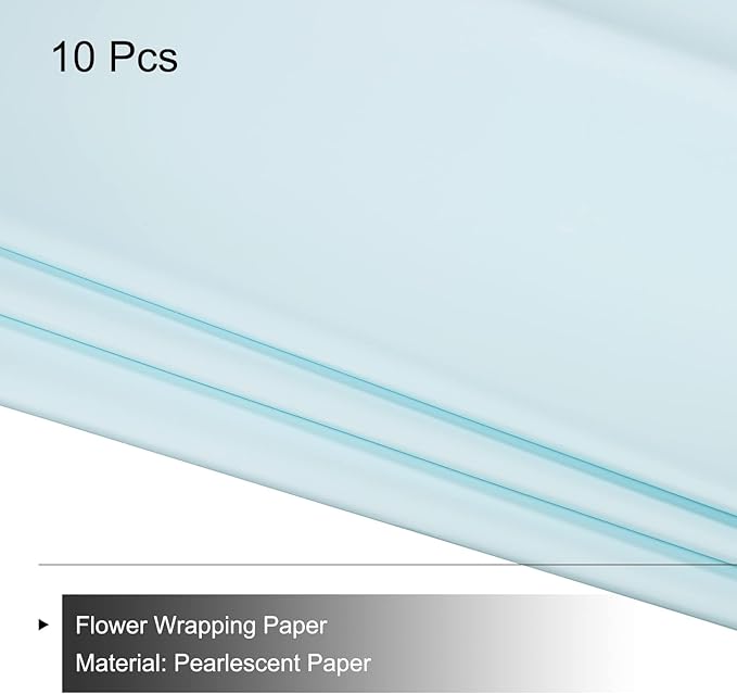 MECCANIXITY 10 Pcs Flower Wrapping Paper 22.8x22.8 Inch Waterproof Florists Wrapping Paper for Florist Bouquet Supplies, DIY Crafts, Gift/Gift Box Packaging Blue
