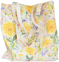 Cotton Canvas Tote Bag Reusable Soft Grocery Cloth Bag Floral Shoulder Bag for Beach Travel Shopping