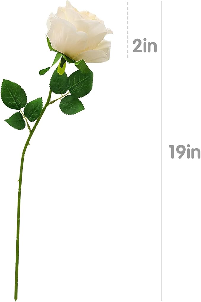 Champagne Artificial Roses with Long Stems, 12Pcs Realistic Roses Artificial Flowers, Faux Roses | Bulk Fake Flowers for Home Decor, Wedding Party Table Centerpieces, DIY Bouquet