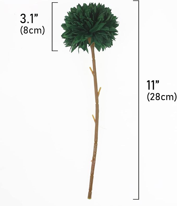 Tinsow 12 Pcs Green Artificial Flowers Faux Ball Chrysanthemum Flowers for St. Patrick's Day Christmas Home Decoration (12, Blackish Green)