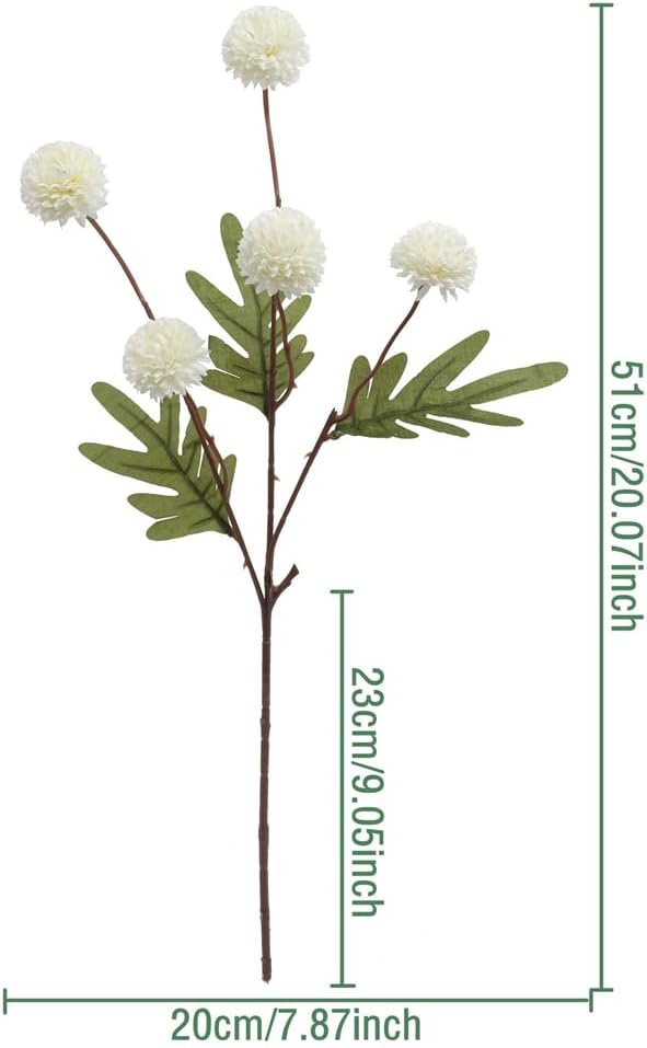 Artificial Flowers for Vases 20.5 Inch 10 Stems，Silk Dried Fake Mums Bouquet Indoor Faux Floral Arrangements for Decoration (White)