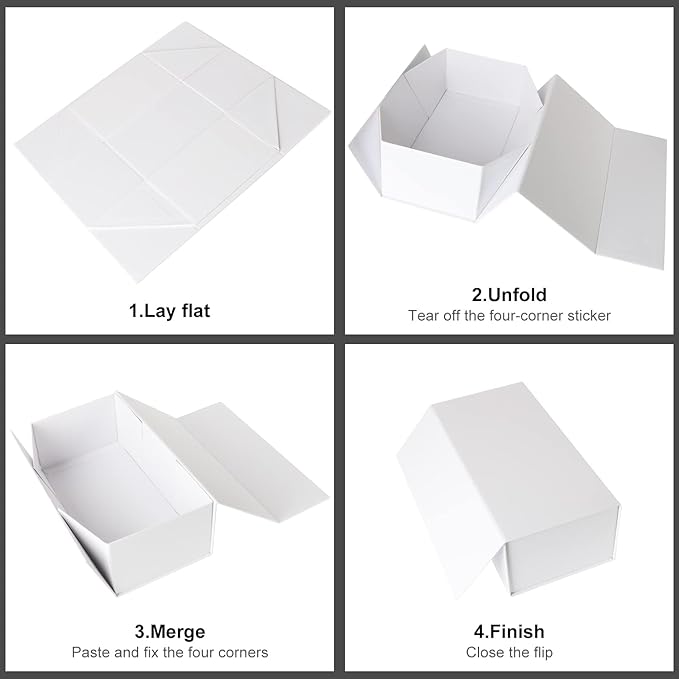 White Gift Box with Magnetic Closure Lid 12" X 6" X 4" Gift Boxe for Presents,Luxury for Gift Packaging, Bridesmaid Gifts Boxes,Birthday Gift Box