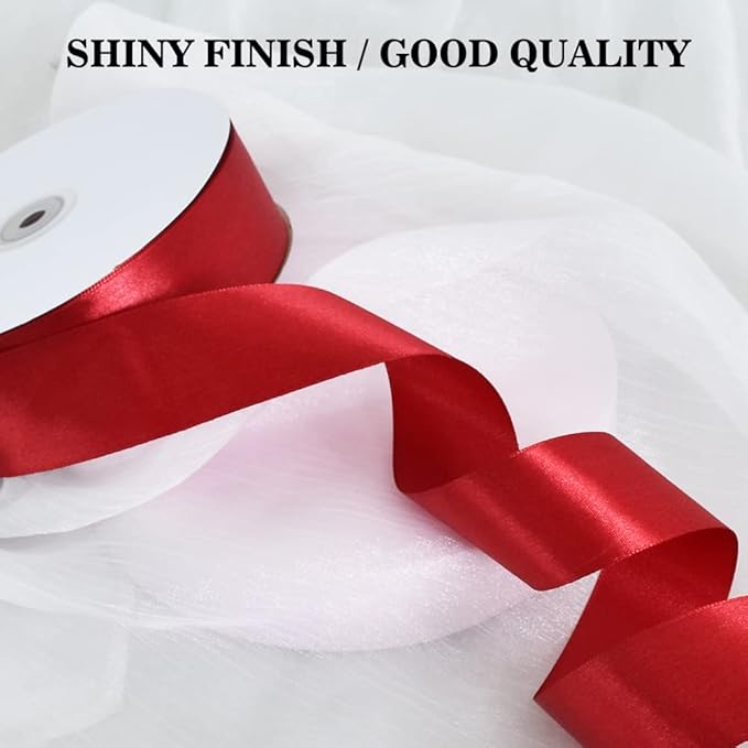 TONIFUL 1-1/2 Inch (40mm) x 100 Yards Dark Red Claret Wide Satin Ribbon Solid Fabric Ribbon for Gift Wrapping Chair Sash Valentine's Day Wedding Birthday Party Decoration Hair Floral Craft Sewing