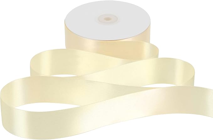 MEEDEE Ivory Satin Ribbon 1-1/2 Inch Ivory Ribbon Lux Double Faced Satin Ribbons by 50 Yards Beige Polyester Satin Ribbons for Crafts, Weddings, Flower Bouquet, Holiday Decorating