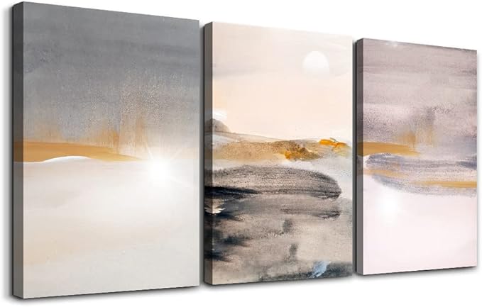MHARTK66 Wall Decor For Living Room Canvas Wall Art For Bedroom Fashion Wall Decorations For Office Mountain Abstract Ink Paintings Framed Ready To Hang Pictures Artwork Home Decoration 3 Pieces