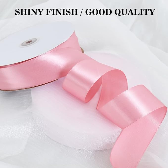 TONIFUL 1-1/2 Inch (40mm) x 100 Yards Rose Gold Wide Satin Ribbon Solid Fabric Ribbon for Gift Wrapping Chair Sash Valentine's Day Wedding Birthday Party Decoration Hair Floral Craft Sewing