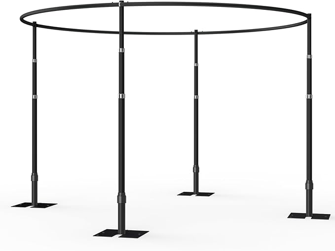 EMART Backdrop Stand Heavy Duty 10x10Ft, Round Pipe and Drape Photo Background Support Kit, Adjustable Metal Frame with Flat Base for Wedding Birthday Party Decorations-Black