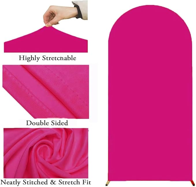 6.6 FT Hot Pink Arch Backdrop Cover, Hot Pink Wedding Arch Cover, Arch Backdrop Stand Covers for Birthday Wedding Party