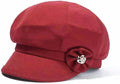 Women Retro Classic Visor Newsboy Cabbie Cap Beret Hats with Flower Buckle for Woman Ladies