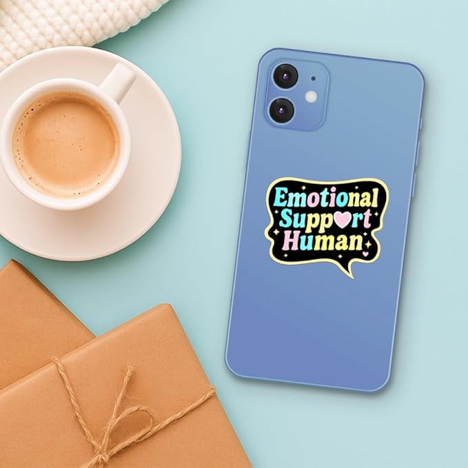 HANDICHI Design 5-Pack 6 Inch Emotional Support Human Stickers – Positive Affirmation Vinyl Decals for Laptops, Water Bottles, Journals and Scrapbooks – Cute Mental Health Self Care Sticker Pack
