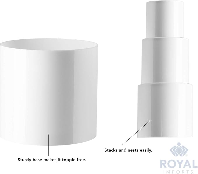 Royal Imports Flower Acrylic Vases Cylinders - Decorative Centerpiece Display for Home or Wedding - Non Breakable Plastic, Set of 3 (4", 5", 6") - White