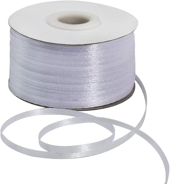 TONIFUL 1/8 Inch x 200 Yards White Thin Solid Satin Ribbon Giant Spool Double Face Ribbons for Crafts Hanging Tags Invitation Card Balloons Bouquet Hair Gift Wrapping Party Decoration
