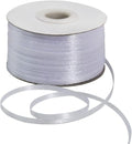 TONIFUL 1/8 Inch x 200 Yards White Thin Solid Satin Ribbon Giant Spool Double Face Ribbons for Crafts Hanging Tags Invitation Card Balloons Bouquet Hair Gift Wrapping Party Decoration