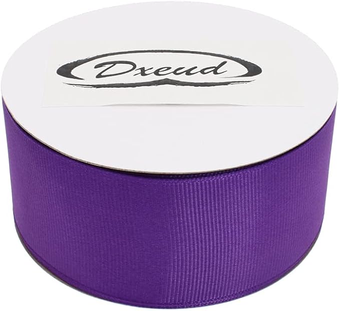 Solid Grosgrain Ribbon 25 Yard Each Roll 100% Polyester Woven Edge (1/1-2", Purple)