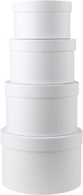 Briful Round Gift Boxes with Lids Set of 4 White Gift Box Assorted Sizes Nesting Gift Boxes for Presents Birthday Bridesmaid Wedding Valentines Christmas Party Favor Boxes