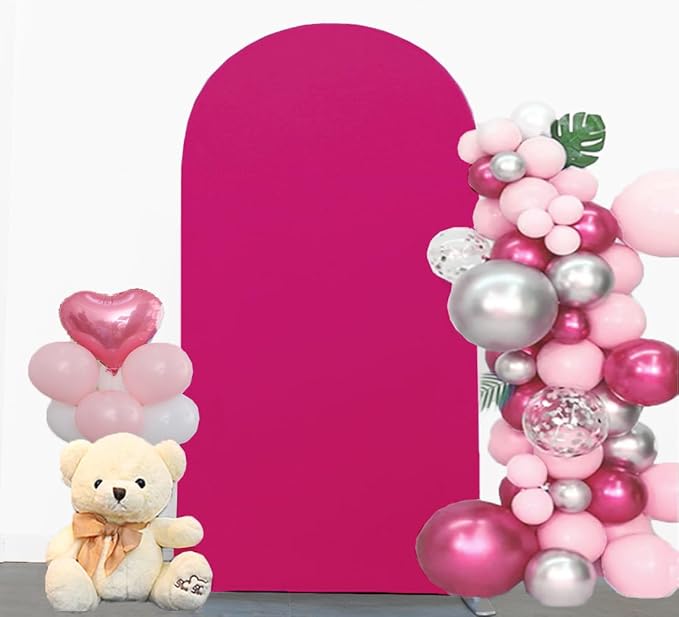 6.6 FT Hot Pink Arch Backdrop Cover, Hot Pink Wedding Arch Cover, Arch Backdrop Stand Covers for Birthday Wedding Party