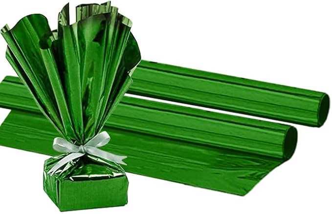 PMU (2 Gift Wrap Mylar Roll Metallic Green 2-sided, 24 Inches X 25 Ft Roll 1.4 Mil Highly Reflective Mylar Film, Great for Gifts, Birthdays, Christmas, Baskets, Arts & Crafts