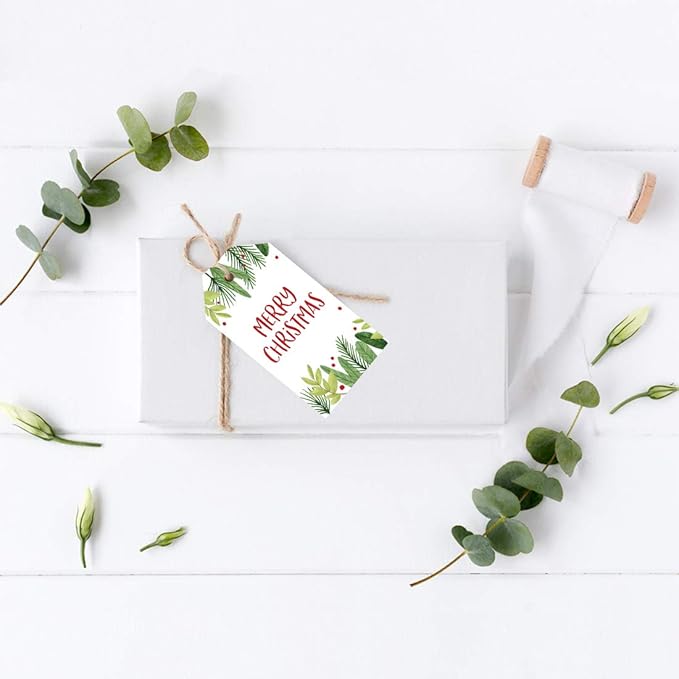 Andaz Press Christmas Holiday Season Classic Gift Tags, Merry Christmas to from Classic Favor Tags, Holly and Berry Branches Design, for Holiday Events, Parties, and Favors, 60-Pack