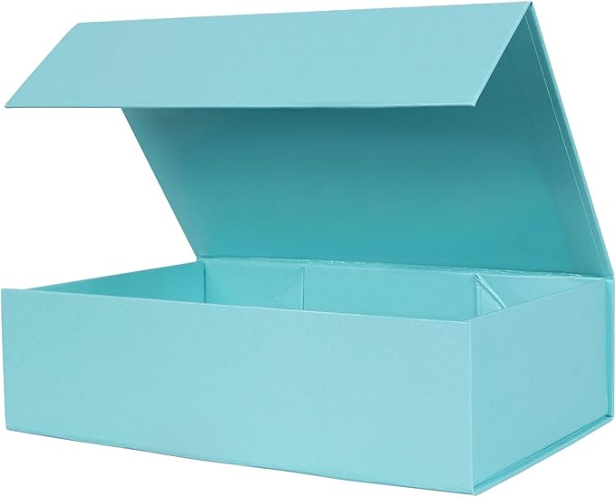 Aimyoo Blue Collapsible Gift Box with Magnetic Closure Lids 10.5x7x3 in, Medium Bridesmaid Groomsman Proposal Boxes, Rectangle Present Box for Graduation Birthday Storage (1 Pack)