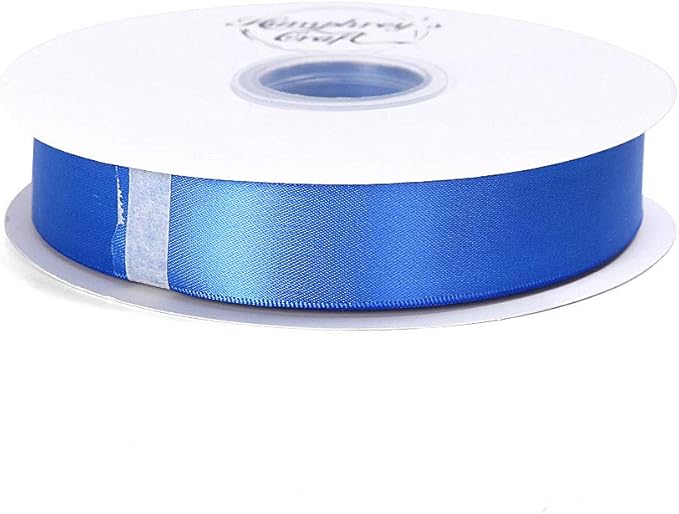 Humphrey's Craft 1 Inch Royal Blue Double Faced Satin Ribbon - 50 Yards Variety of Color for Crafts Gift Wrapping Bows Bouquet Decoration Sewing Christmas Tree Wedding Invitation Card.