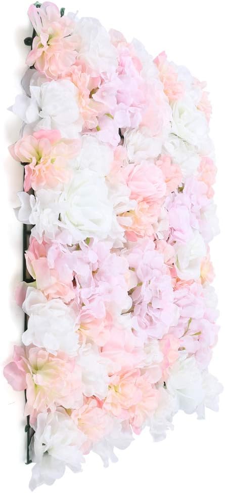 20 PCS Artificial Flower Wall Panel,Each Panel 24" x 16"3D Silk Rose Hydrangea Floral Backdrop,Handmade Eco-Friendly Flower Wall Photo Backdrop Decor (type4)