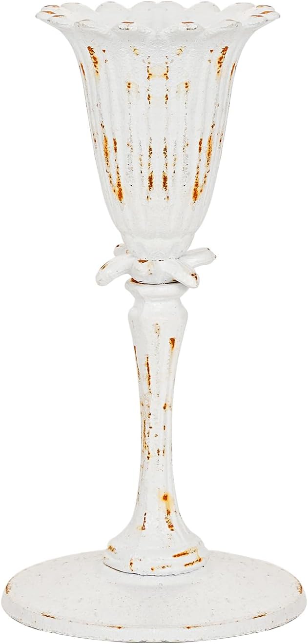 Sungmor Cast Iron Tabletop Flower Vase, Vintage Pretty Tulip Design, 8.6" Tall Decorative Centerpieces Flower Stand, Artificial Flower Arrangements Home Decor for Ceremony Birthday Holiday Event Party