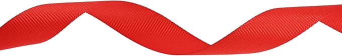 Solid Grosgrain Ribbon 25 Yard Each Roll 100% Polyester Woven Edge (3/4", Red)