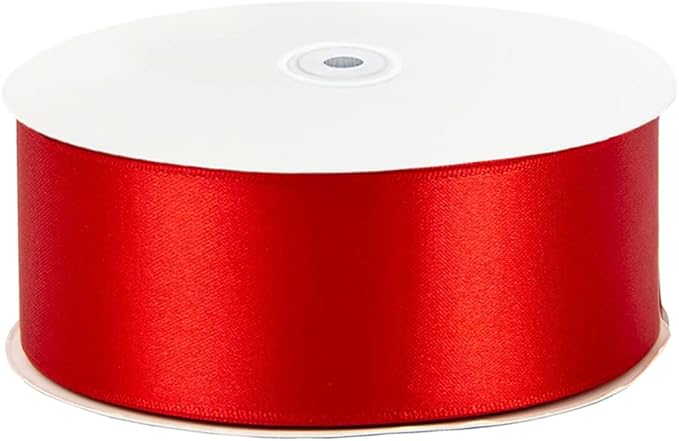 LIUYAXI Hot Red Double Faced Satin Ribbon, 2" X Continuous 25 Yards, Ribbons Perfect for Gift Wrapping Wedding Bouquet Decor DIY Craft Bow Making & Other Projects