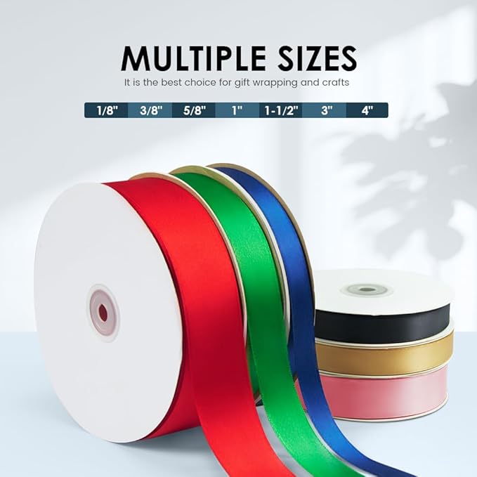 3" Wide x 25 Yards Single Face Polyester Satin Ribbon, Satin Ribbon for Crafts, Gift, Hair Bows, Wedding Party Decoration, Bow Making & Other Projects (Red)