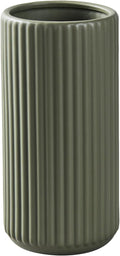 Green Ceramic Flower Vase for Pampas Grass, 10 inch Large Decorative Centerpiece Ribbed Vase for Dining Table, Office Desktop, Shelf Bookshelf, Mantel, Entryway, Bathroom, Countertop, Farmhouse, Gift