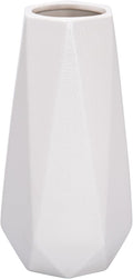 D'vine Dev 8 Inch Snow White Ceramic Vase, Geometric Handmade Craft Flower Vase with Design Box Packaged, VS-GM-SW-8